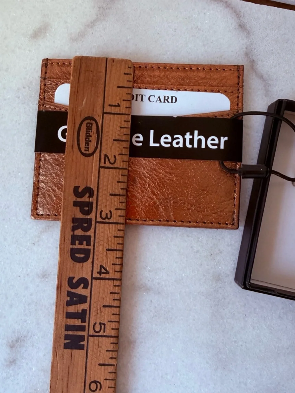 Genuine Leather Card Holder - gold Brown